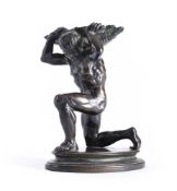 AFTER THE MODEL ATTRIBUTED TO GIROLAMO CAMPAGNA (ITALIAN, 1549-1626) A BRONZE FIGURAL SALT