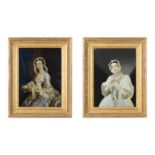 A PAIR OF CHINESE EXPORT REVERSE GLASS PAINTED PORTRAITS, 18TH/19TH CENTURY