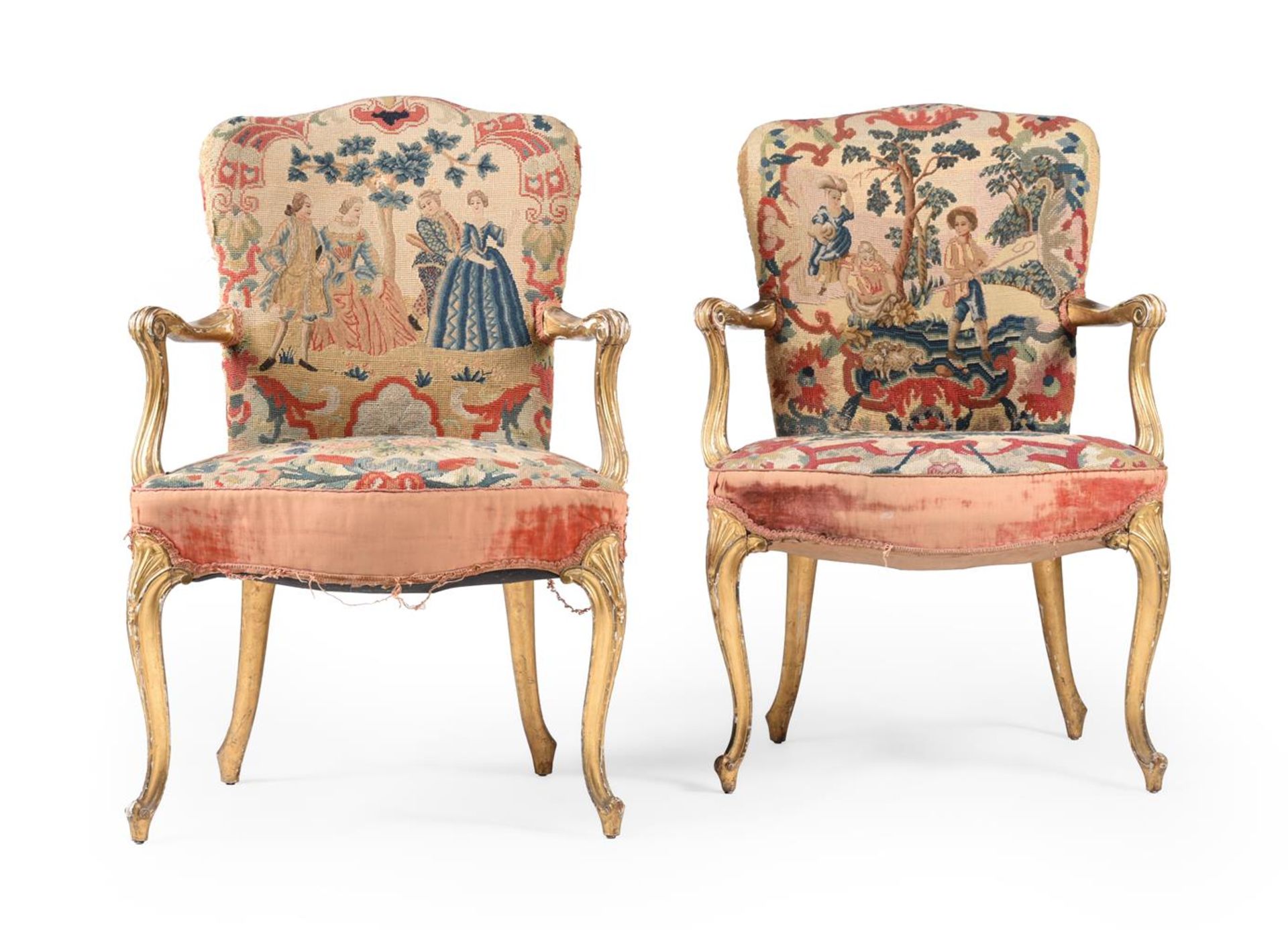 A PAIR OF GEORGE III GILTWOOD AND NEEDLEWORK UPHOLSTERED ARMCHAIRS, CIRCA 1775 - Image 2 of 5