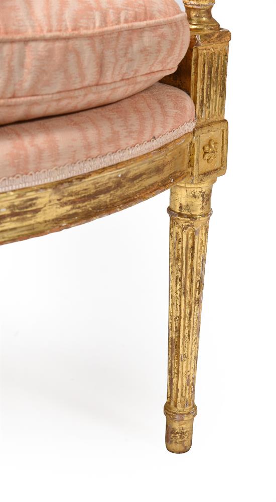 A PAIR OF GEORGE III GILTWOOD AND UPHOLSTERED OPEN ARMCHAIRS, LATE 18TH CENTURY - Image 3 of 4