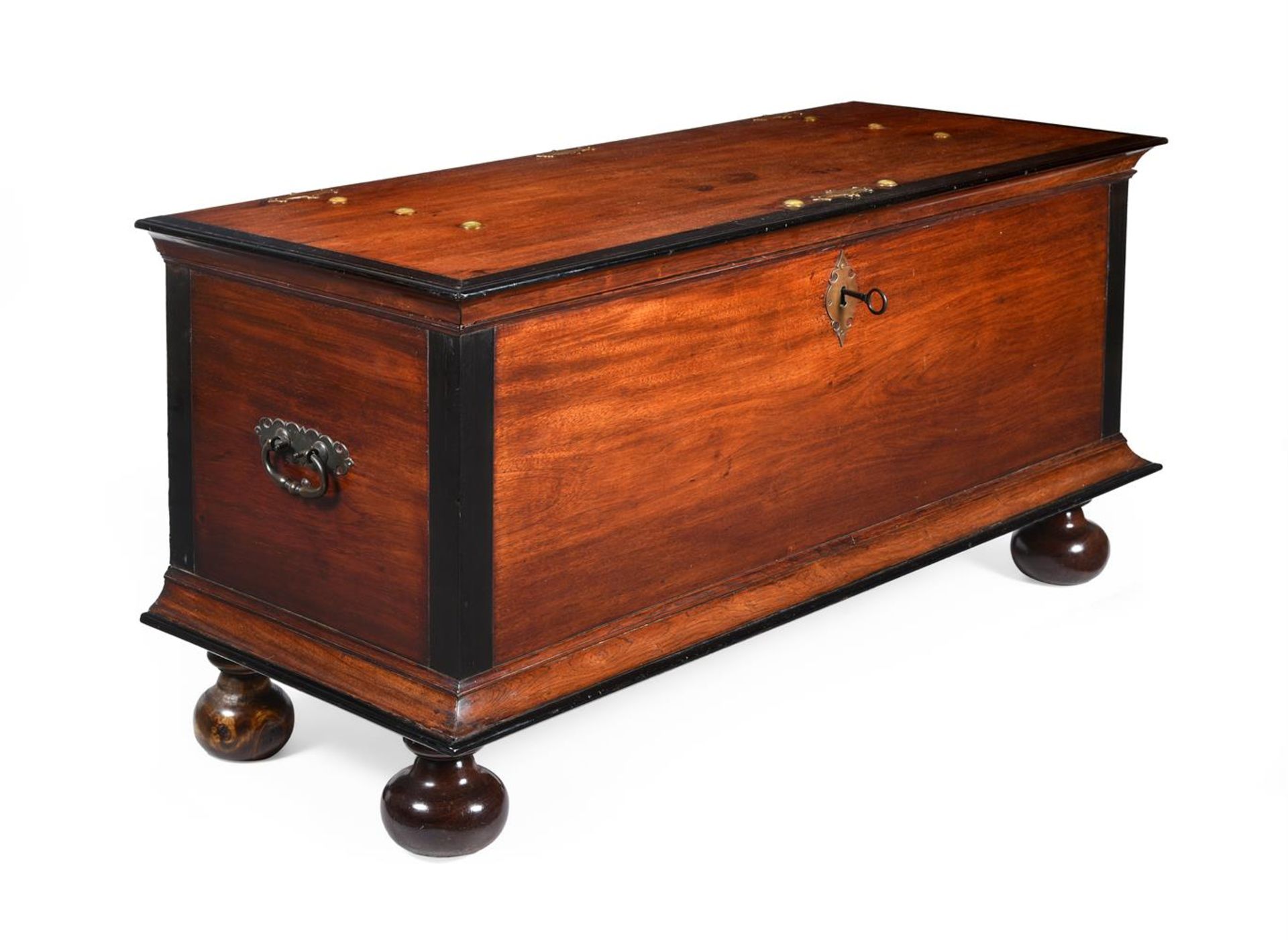 Y A DUTCH EAST INDIES EBONY AND JACKWOOD CHEST OR COFFER, POSSIBLY CAPE, EARLY 18TH CENTURY