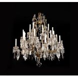 A LARGE ITALIAN CUT-GLASS AND GILT IRON TWENTY EIGHT-LIGHT CHANDELIER, PIEDMONTESE