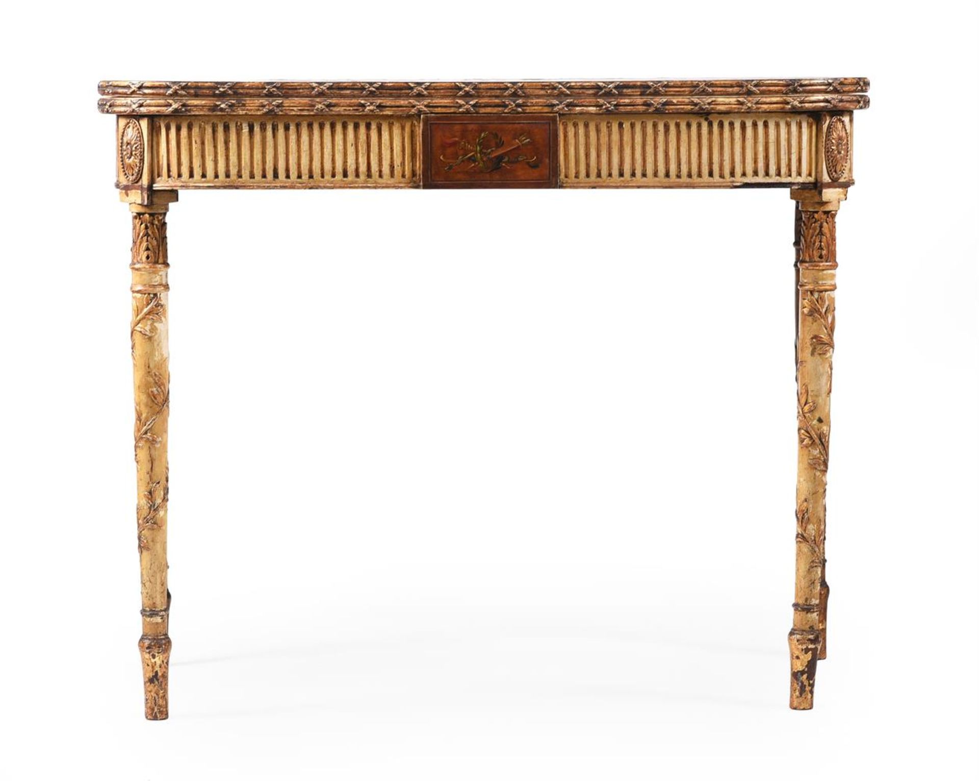 A SATINWOOD, MARQUETRY, PAINTED AND PARCEL GILT CARD TABLE, FIRST HALF 19TH CENTURY - Bild 4 aus 7