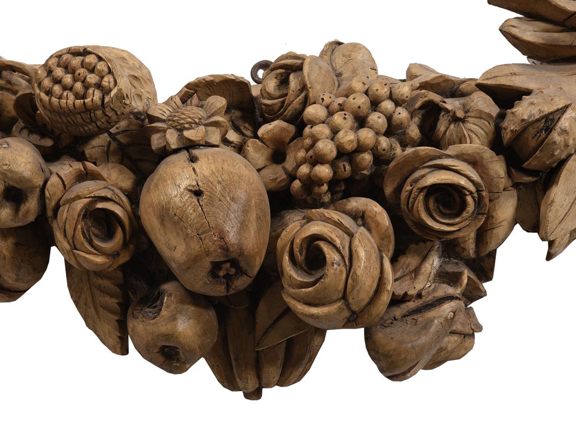 A PAIR OF CARVED WOOD FRUIT AND FLORAL SWAGS, 19TH CENTURY, IN THE EARLY 18TH CENTURY GIBBONS MANNER - Image 3 of 3