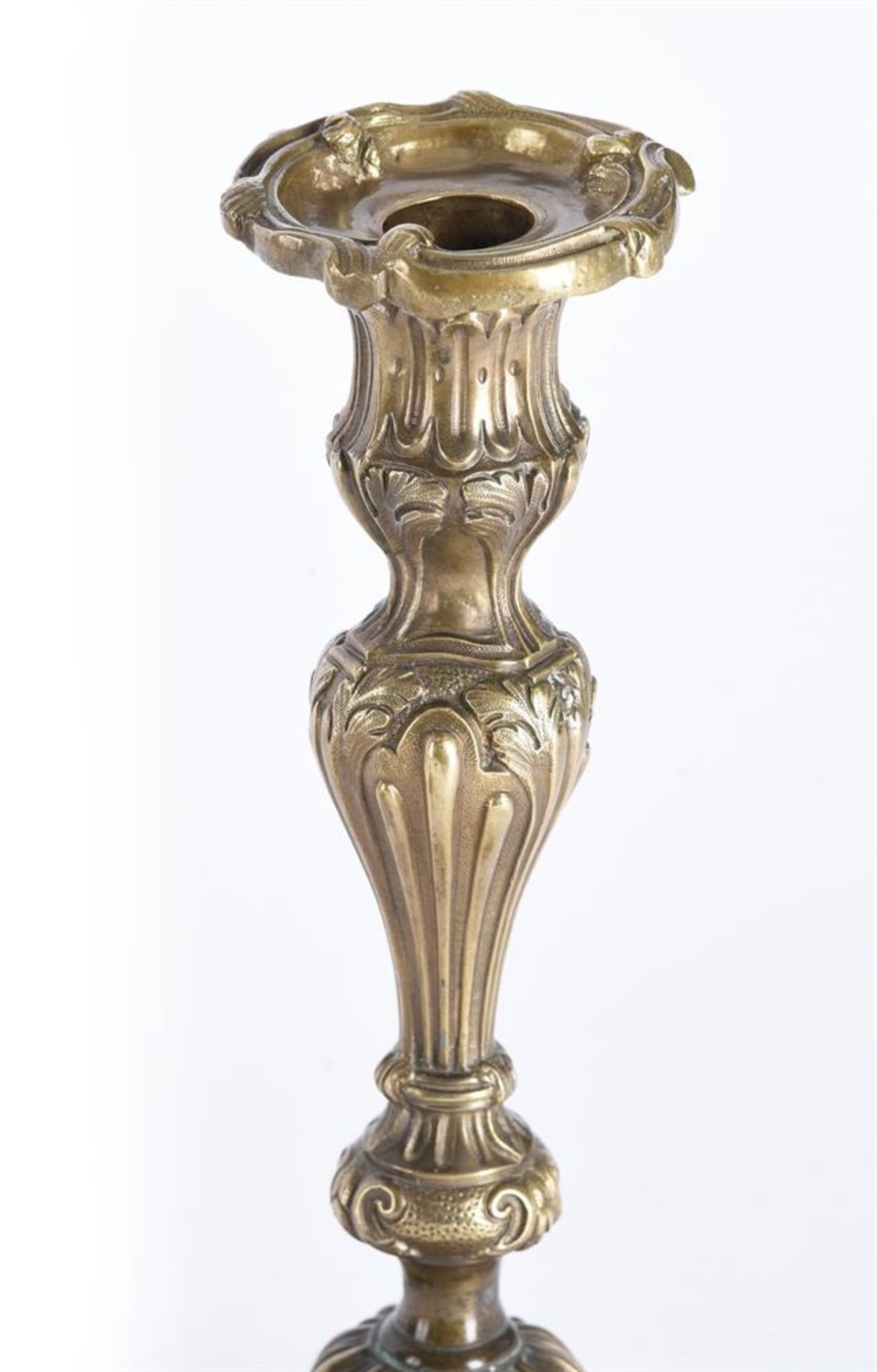 A PAIR OF LOUIS XV BRONZE CANDLESTICKS, MID 18TH CENTURY - Image 2 of 3