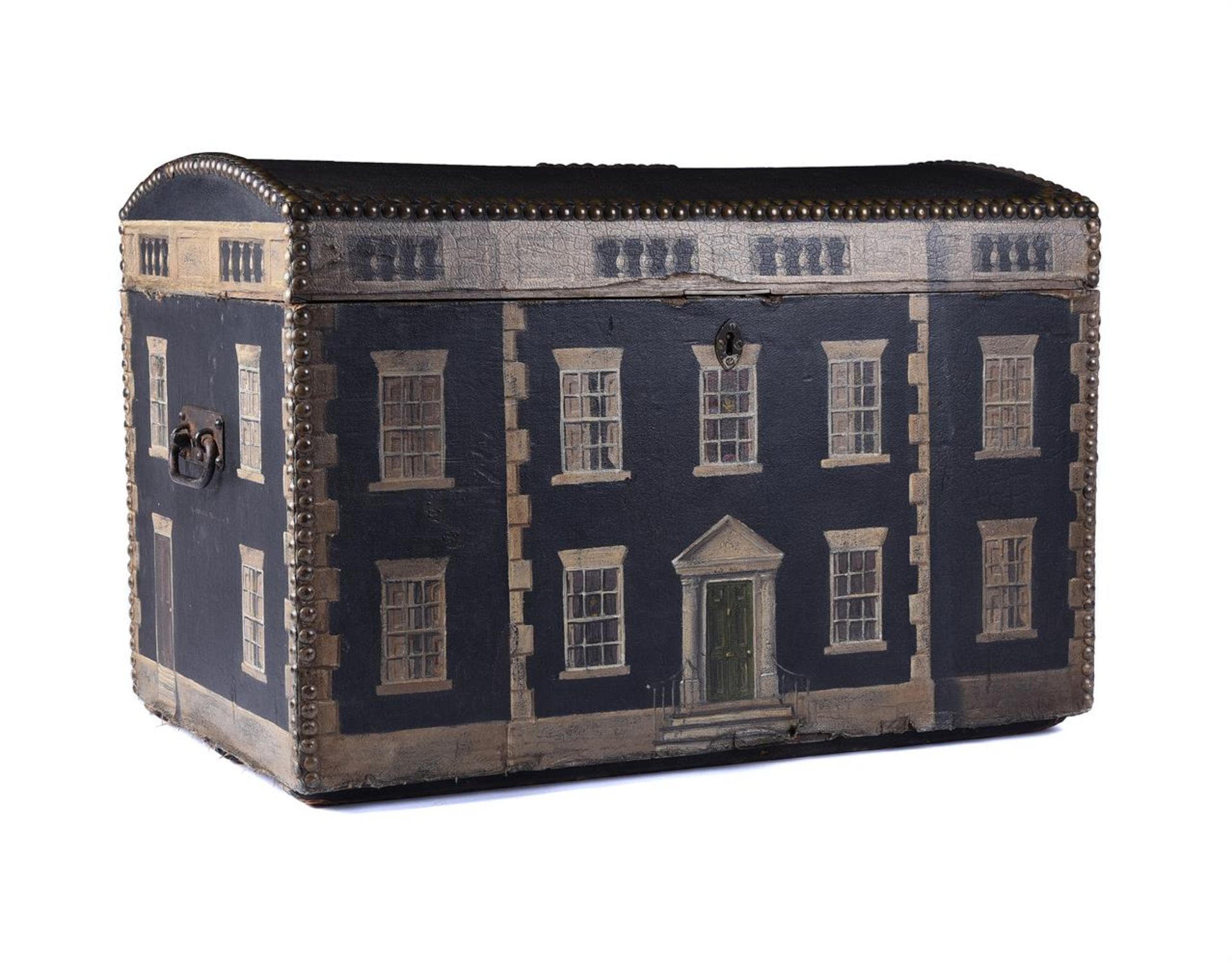 AN UNUSUAL PAINTED 'COUNTRY HOUSE' BOX OR TRUNK, LATE 18TH/EARLY 19TH CENTURY AND LATER - Image 2 of 6