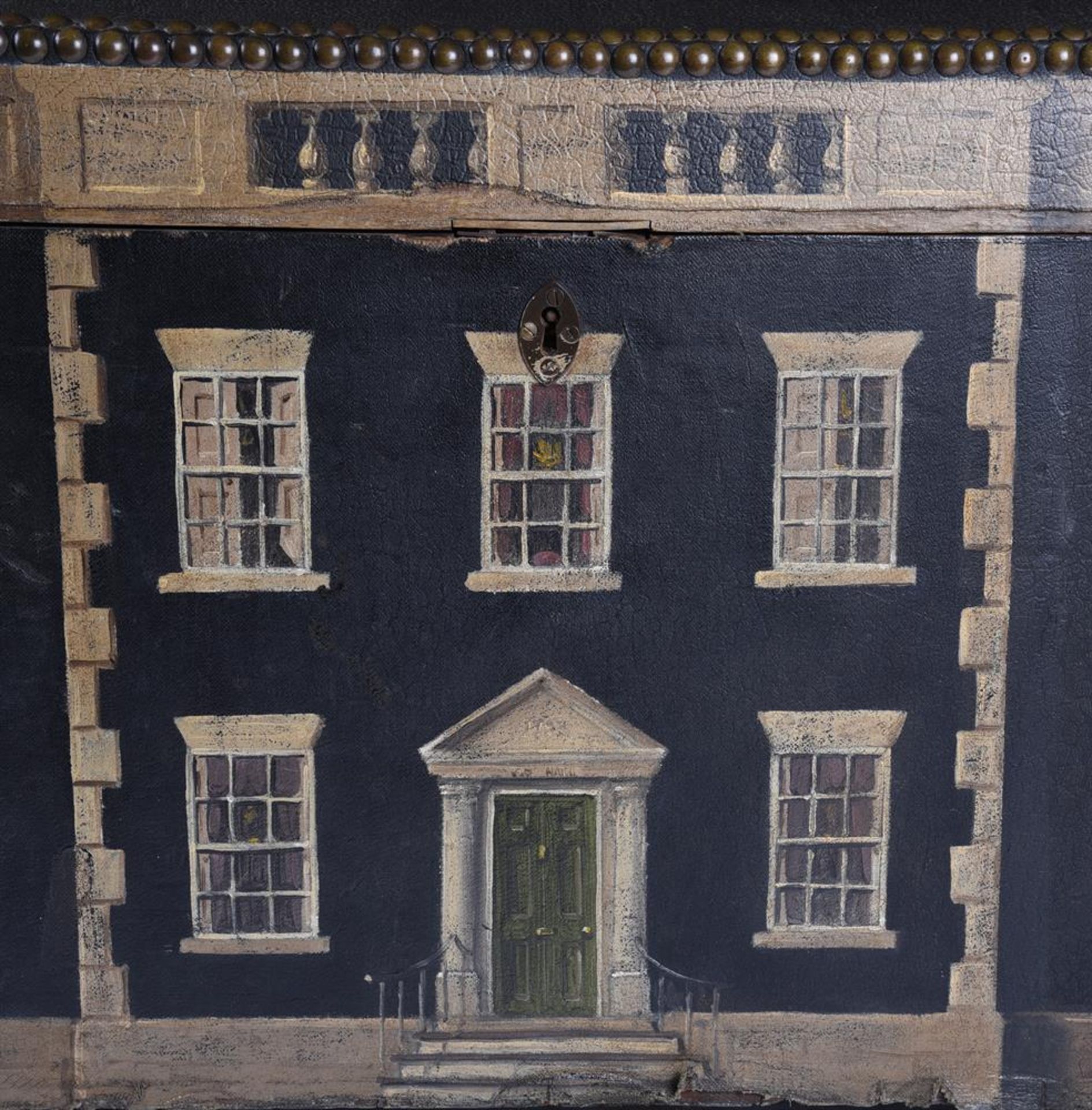 AN UNUSUAL PAINTED 'COUNTRY HOUSE' BOX OR TRUNK, LATE 18TH/EARLY 19TH CENTURY AND LATER - Image 4 of 6