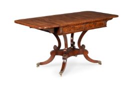 Y A REGENCY FIGURED MAHOGANY AND SATINWOOD CROSSBANDED SOFA TABLE, ATTRIBUTED TO WILLIAM TROTTER