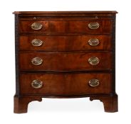 A GEORGE III MAHOGANY SERPENTINE FRONTED BACHELOR'S CHEST OF DRAWERS, CIRCA 1770