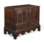 A CHARLES II OAK MULE CHEST, CIRCA 1660 AND LATER