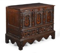 A CHARLES II OAK MULE CHEST, CIRCA 1660 AND LATER