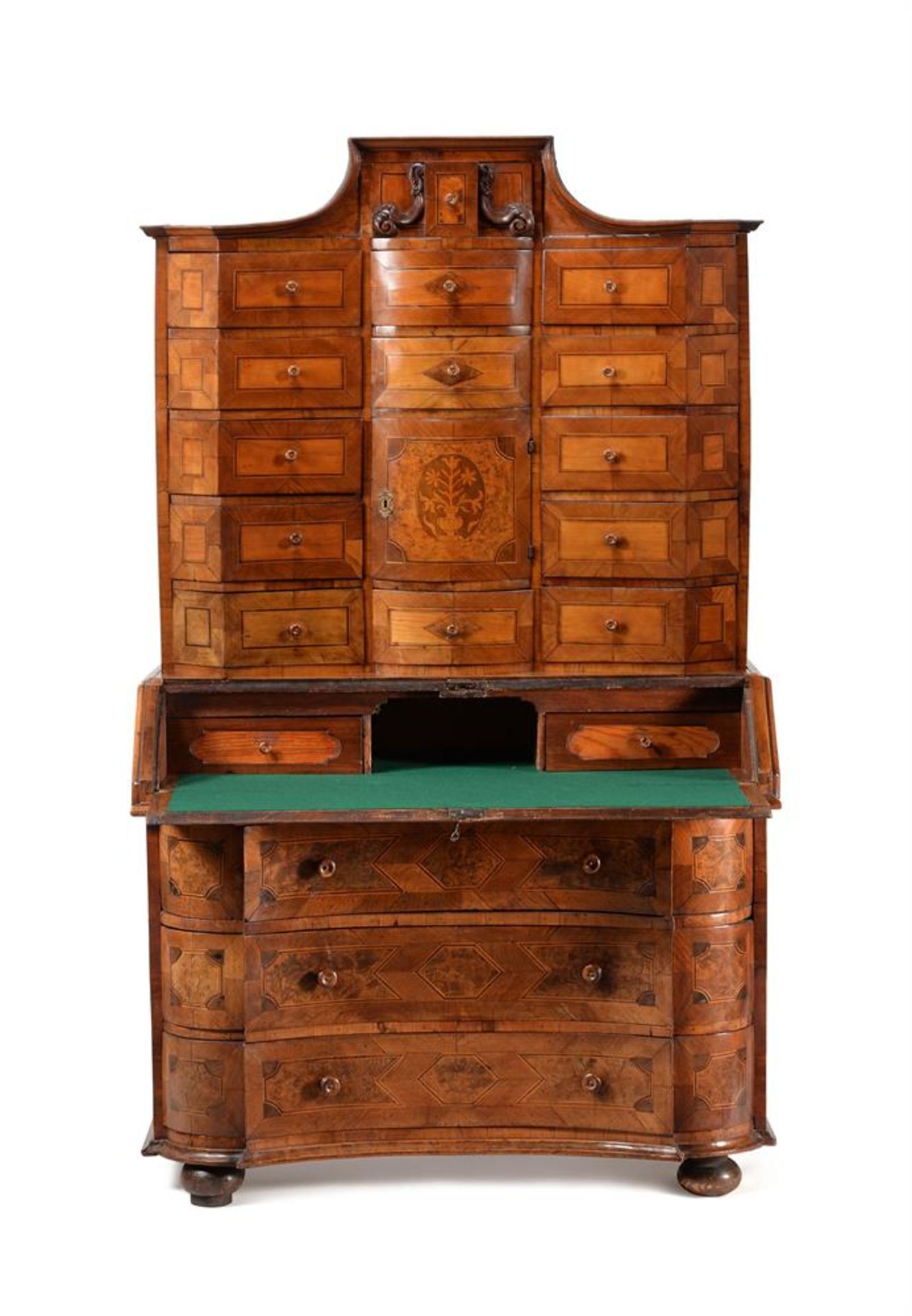 A SOUTH GERMAN WALNUT, FIGURED WALNUT AND INLAID BUREAU CABINET, MID 18TH CENTURY - Bild 2 aus 5