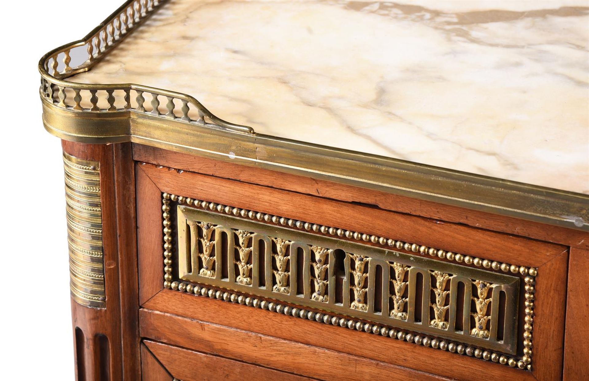 A MAHOGANY, GILT METAL AND MARBLE COMMODE, IN LOUIS XVI STYLE, 19TH CENTURY - Image 3 of 4