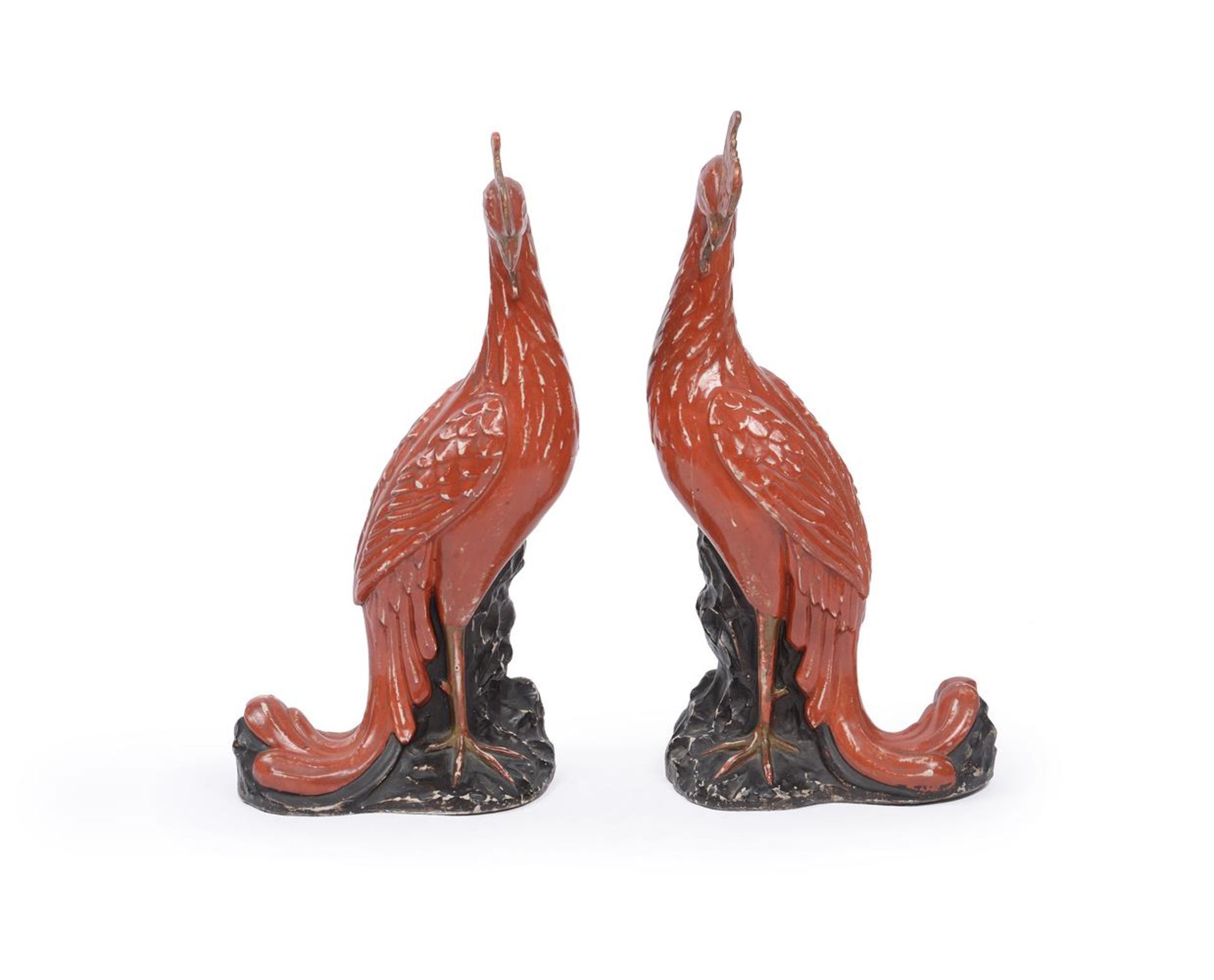 A PAIR OF CHINESE EXPORT ENAMELLED AND GILT DECORATED PHOENIX, LATE QING DYNASTY - Image 2 of 4