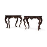 Y A PAIR OF PORTUGUESE CARVED ROSEWOOD FOLDING CARD TABLES, 19TH CENTURY