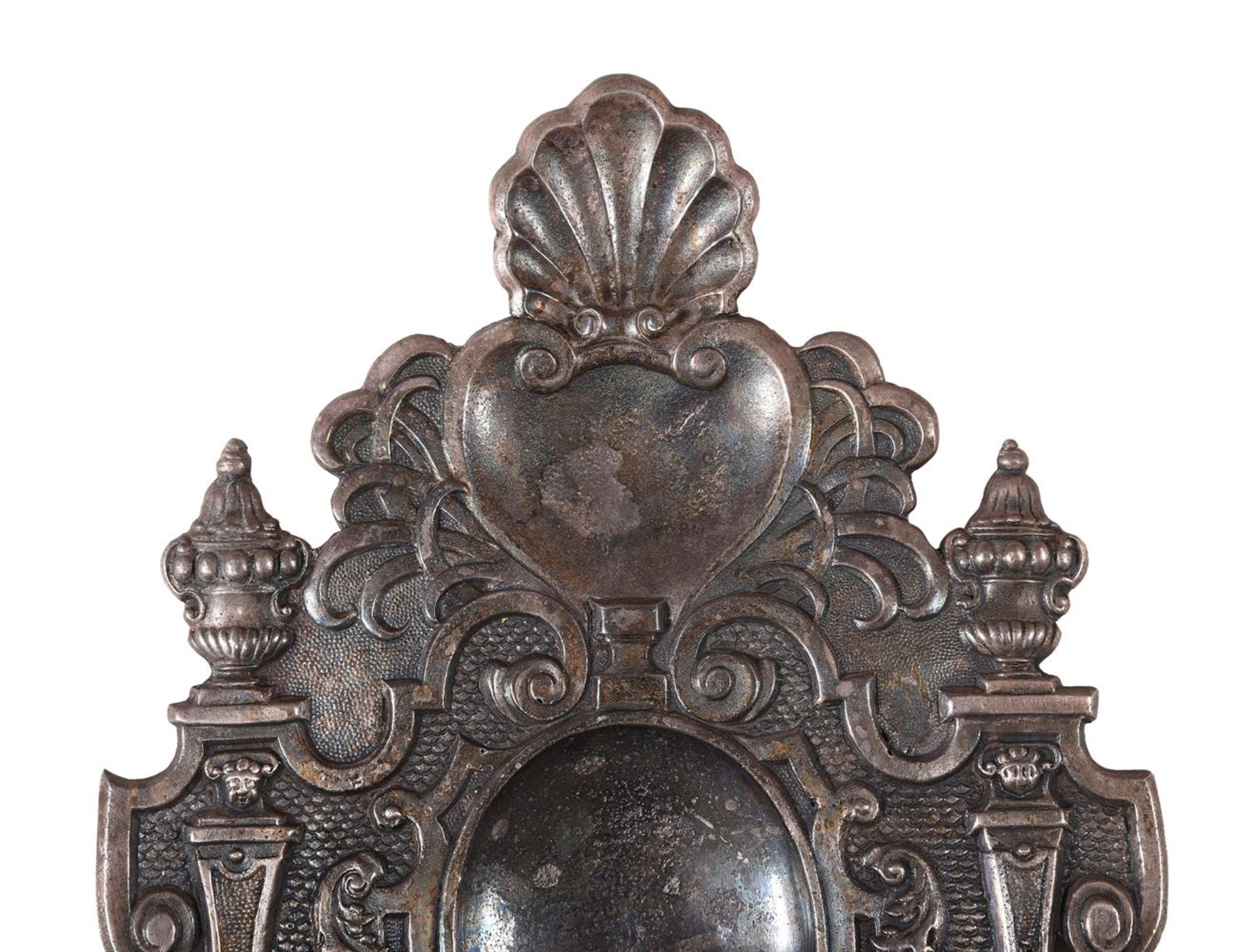 A PAIR OF POLISHED PEWTER WALL SCONCES, 19TH CENTURY, IN THE 17TH CENTURY MANNER - Image 4 of 5