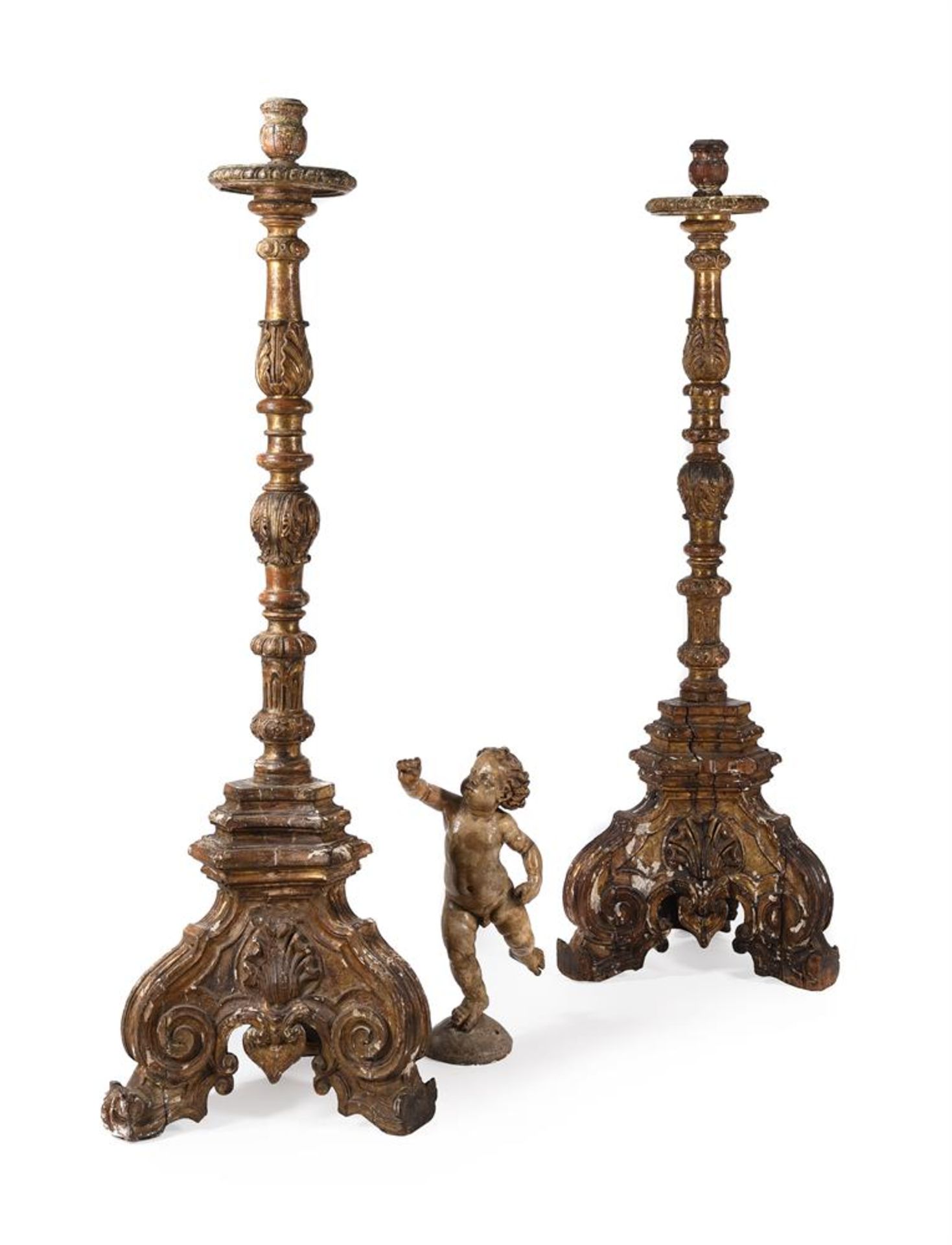 A PAIR OF GILTWOOD TORCHERES, FIRST HALF 19TH CENTURY - Bild 7 aus 8