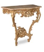 A LOUIS XV CARVED GILTWOOD CONSOLE TABLE, MID 18TH CENTURY