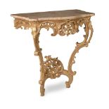 A LOUIS XV CARVED GILTWOOD CONSOLE TABLE, MID 18TH CENTURY