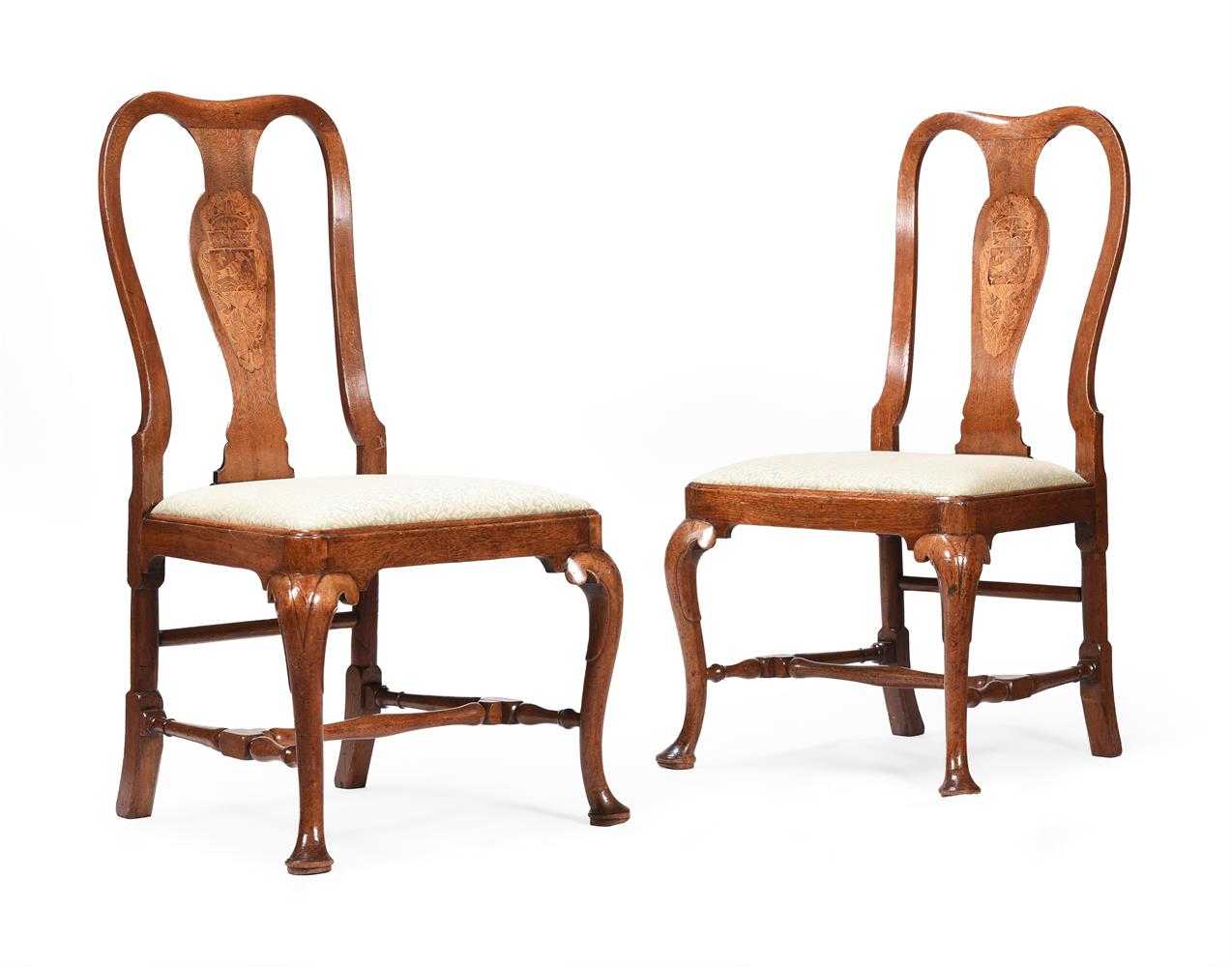 A SET OF FOUR GEORGE II WALNUT AND MARQUETRY DINING CHAIRS, CIRCA 1730 - Image 2 of 6