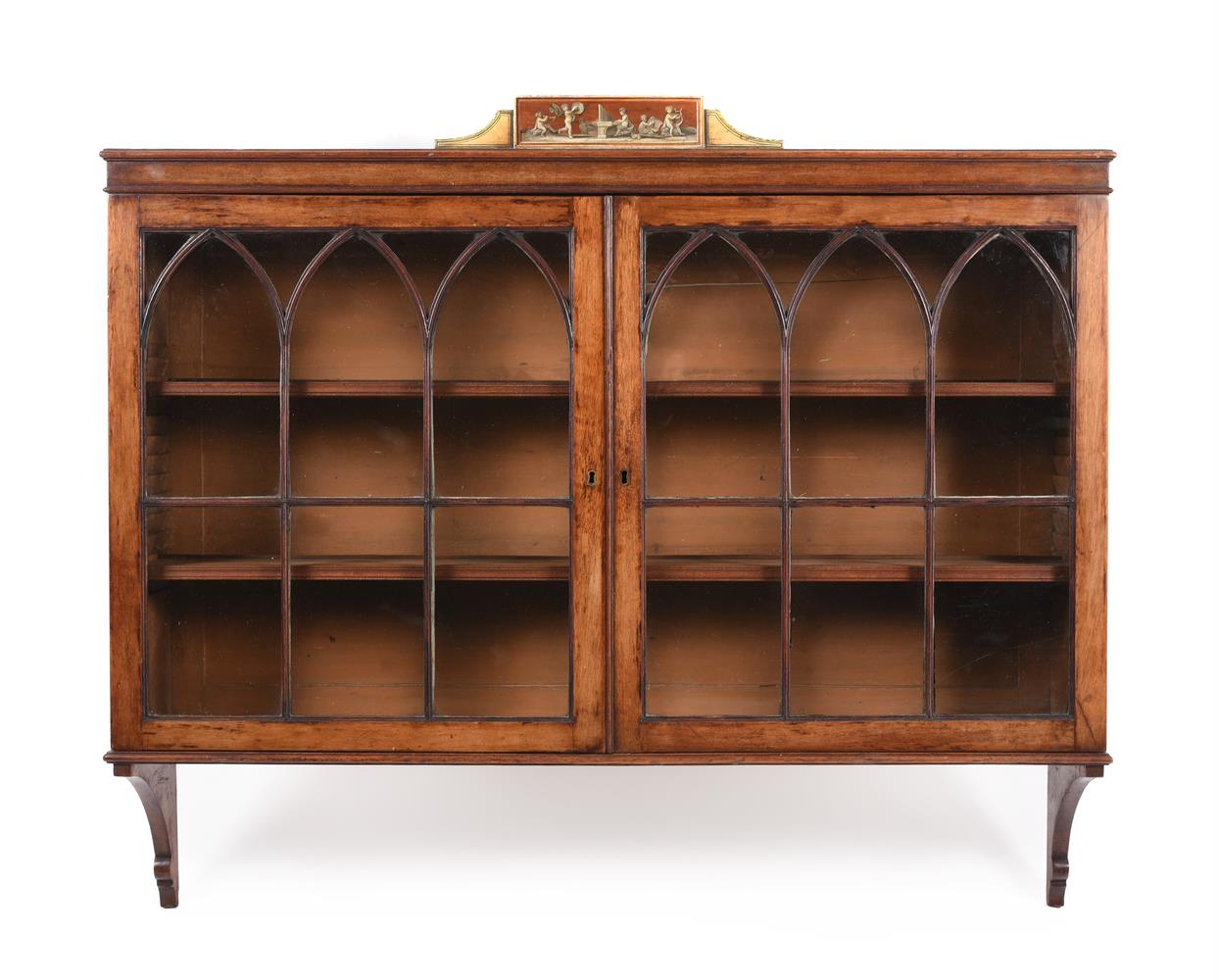 A GEORGE III MAHOGANY AND PAINTED WALL CABINET OR BOOKCASE, LATE 18TH CENTURY