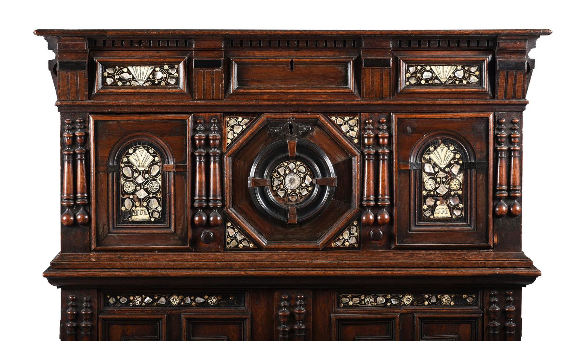 Y AN OAK, BONE AND MOTHER OF PEARL MARQUETRY INLAID SECRETAIRE CHEST OF DRAWERS, CIRCA 1660 AND LATE - Image 2 of 6