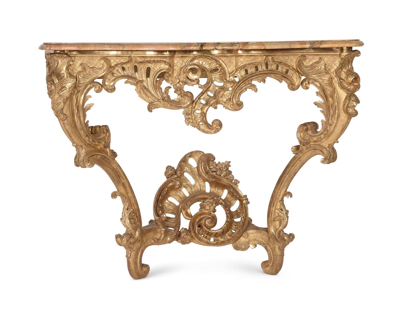 A LOUIS XV CARVED GILTWOOD CONSOLE TABLE, MID 18TH CENTURY - Image 2 of 4