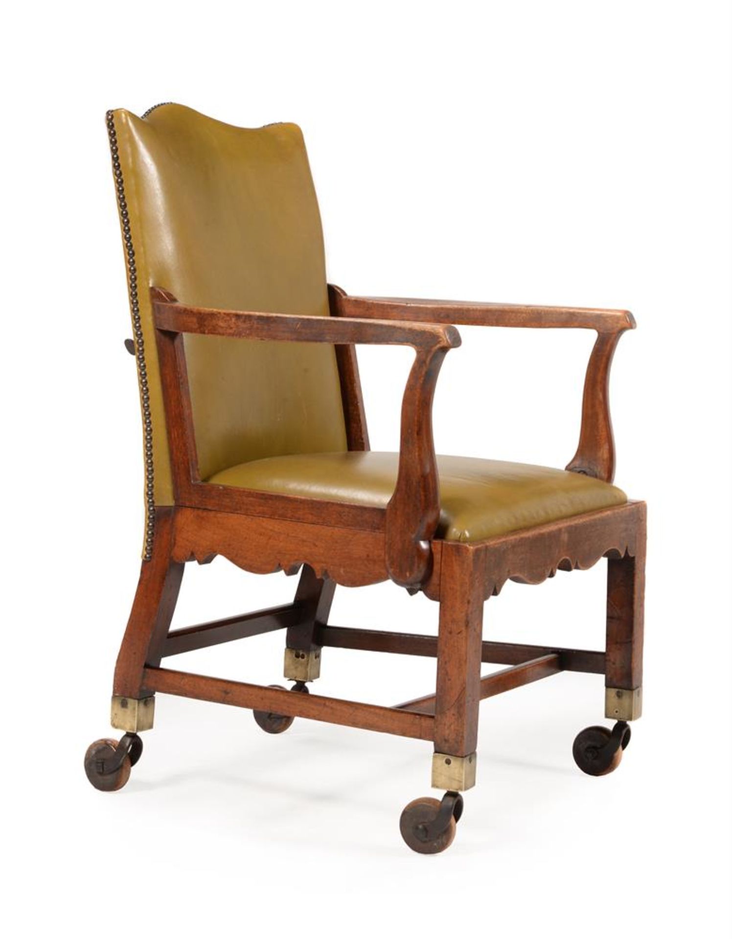 A RARE GEORGE III 'CAMPAIGN' ARMCHAIR, CIRCA 1770