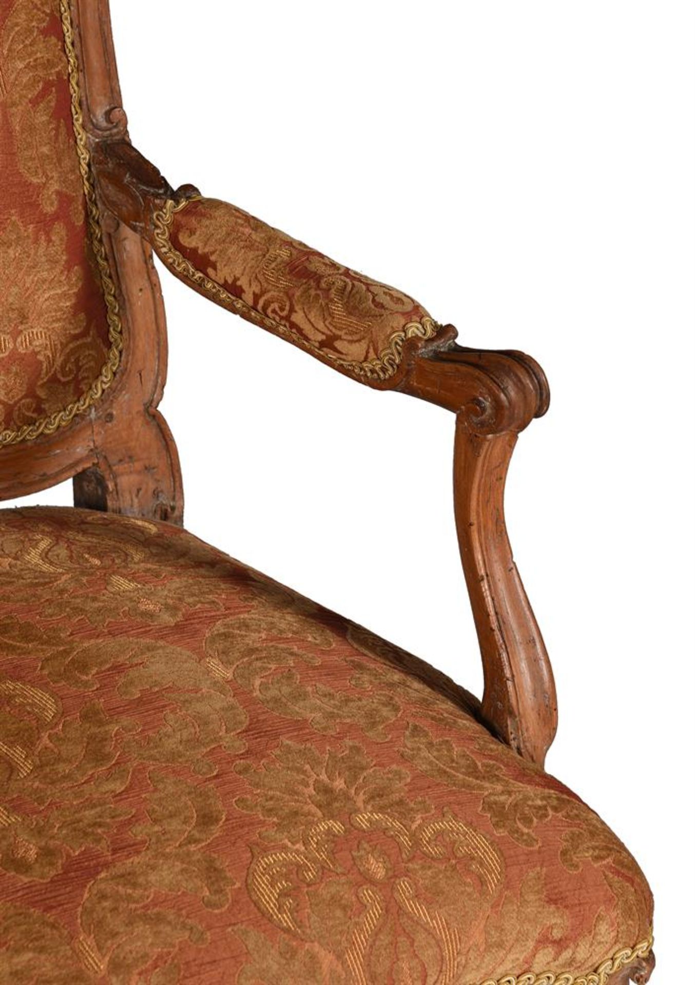 A LOUIS XV WALNUT AND UPHOLSTERED FAUTEUIL, MID 18TH CENTURY - Image 5 of 6