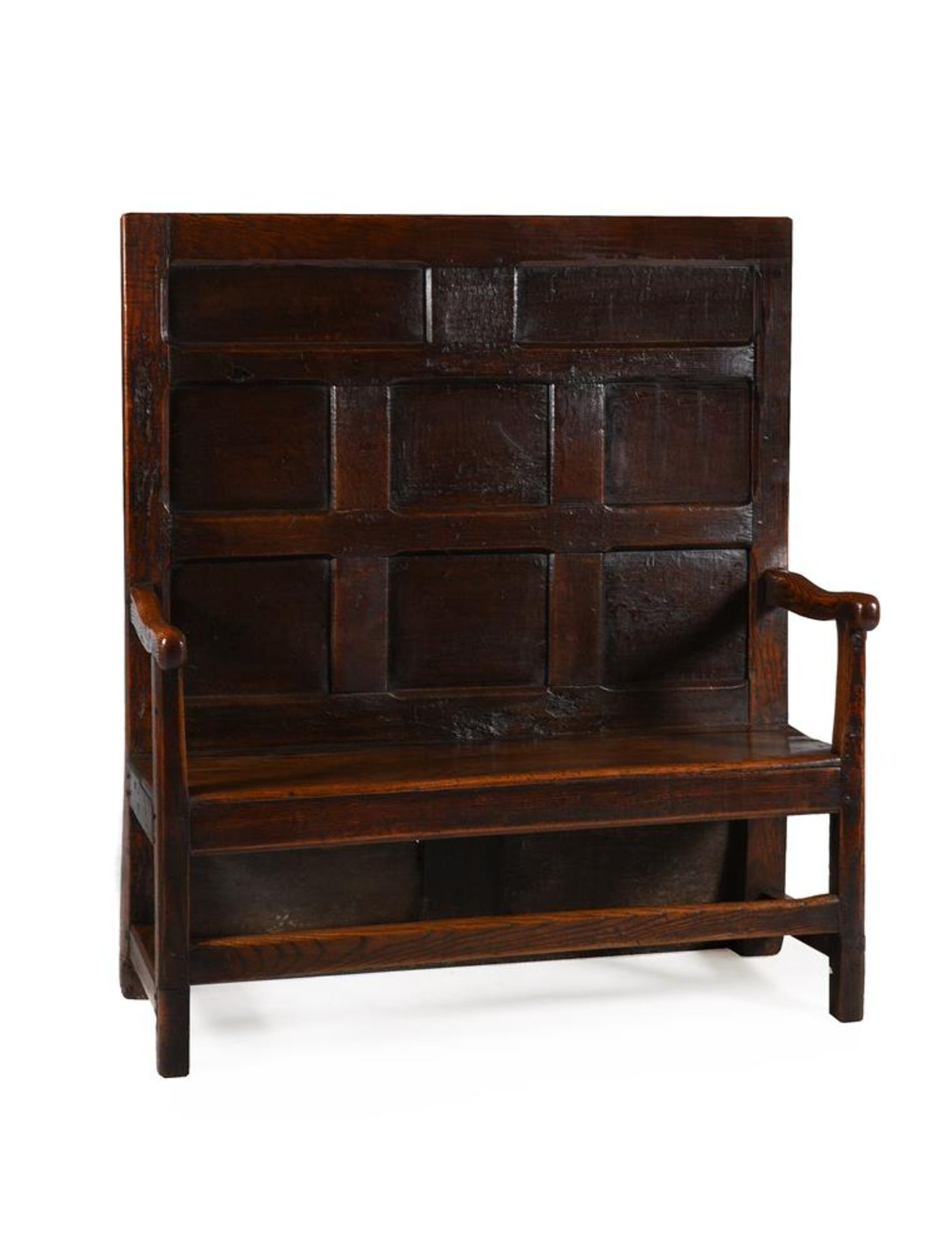 AN OAK SETTLE, 18TH CENTURY - Image 2 of 4