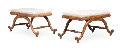 A PAIR OF GEORGE IV BEECH STOOLS, IN THE MANNER OF GILLOWS, CIRCA 1825
