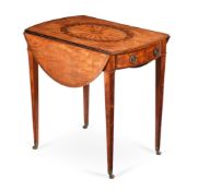 Y A GEORGE III SATINWOOD AND MARQUETRY PEMBROKE TABLE, LATE 18TH CENTURY