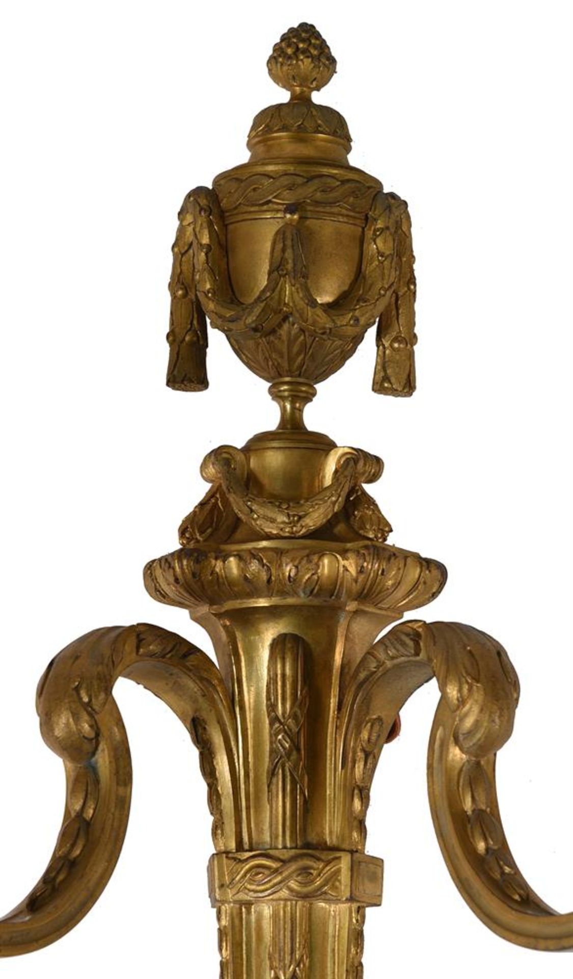 A SET OF FOUR LARGE ORMOLU TWIN LIGHT WALL APPLIQUES, FRENCH, 19TH CENTURY - Image 2 of 4