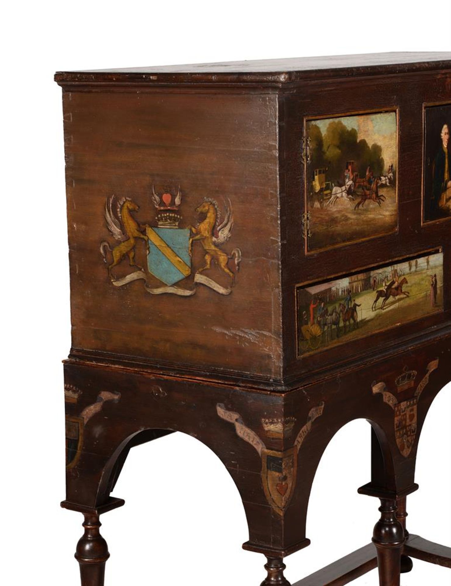 A PAINTED AND DECORATED 'COUNTRY HOUSE' GLASS CABINET OR CUPBOARD, IN WILLIAM & MARY STYLE - Bild 4 aus 9