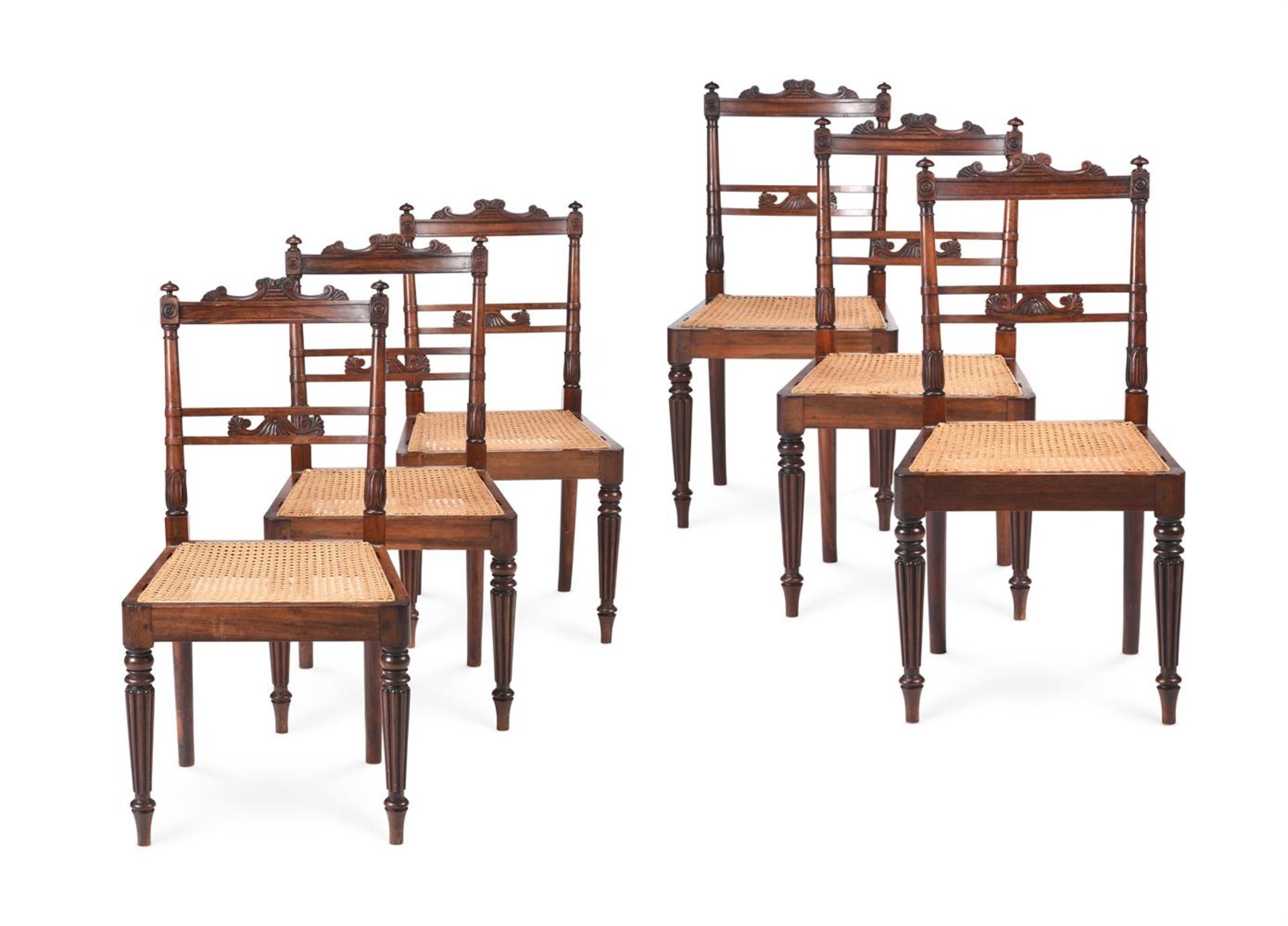 Y A SET OF SIX REGENCY GONCALO ALVES CHAIRS, CIRCA 1820