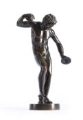 A BRONZE FIGURE OF THE DANCING FAUN WITH CYMBALS, 18TH/19TH CENTURY, PROBABLY ITALIAN
