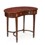 A GEORGE III MAHOGANY KIDNEY SHAPED WRITING TABLE, CIRCA 1800