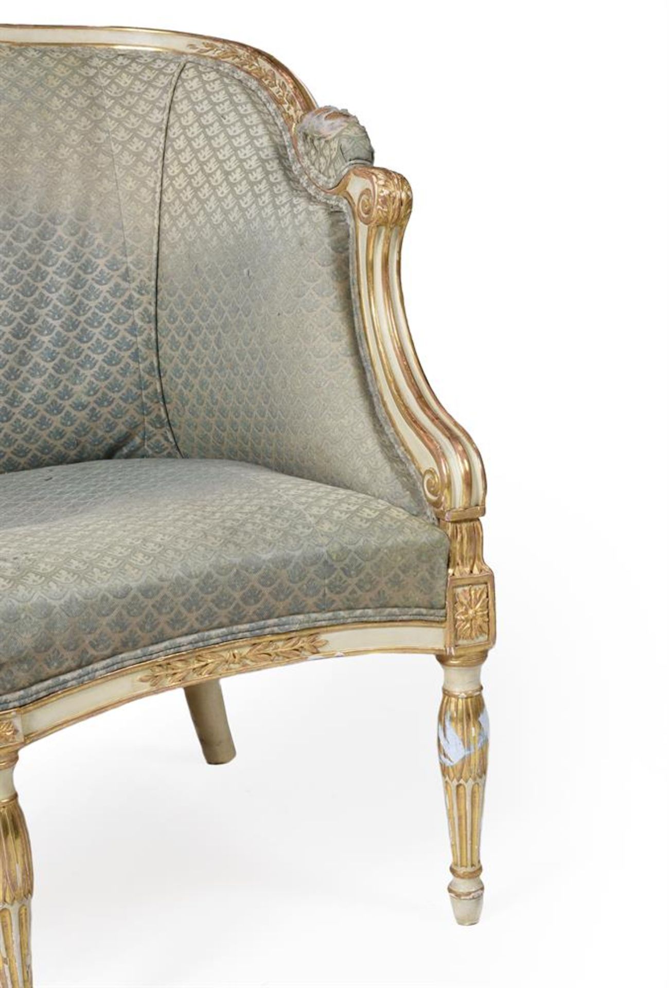 A GEORGE III CREAM PAINTED AND PARCEL GILT SOFA, IN THE MANNER OF DESIGNS BY LINNELL, CIRCA 1780 - Image 3 of 3