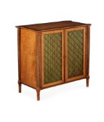 Y A REGENCY SATINWOOD AND PURPLE HEART BANDED SIDE CABINET, CIRCA 1815