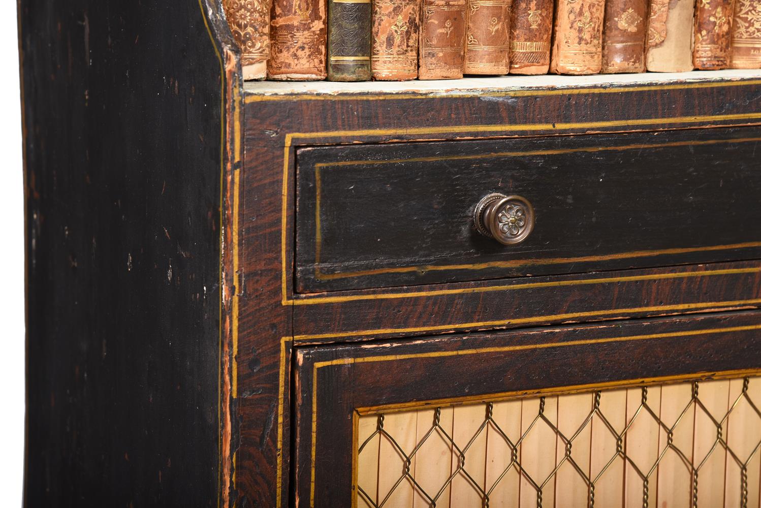 A REGENCY SIMULATED ROSEWOOD AND PARCEL GILT 'WATERFALL' OPEN BOOKCASE, CIRCA 1815 - Image 3 of 5