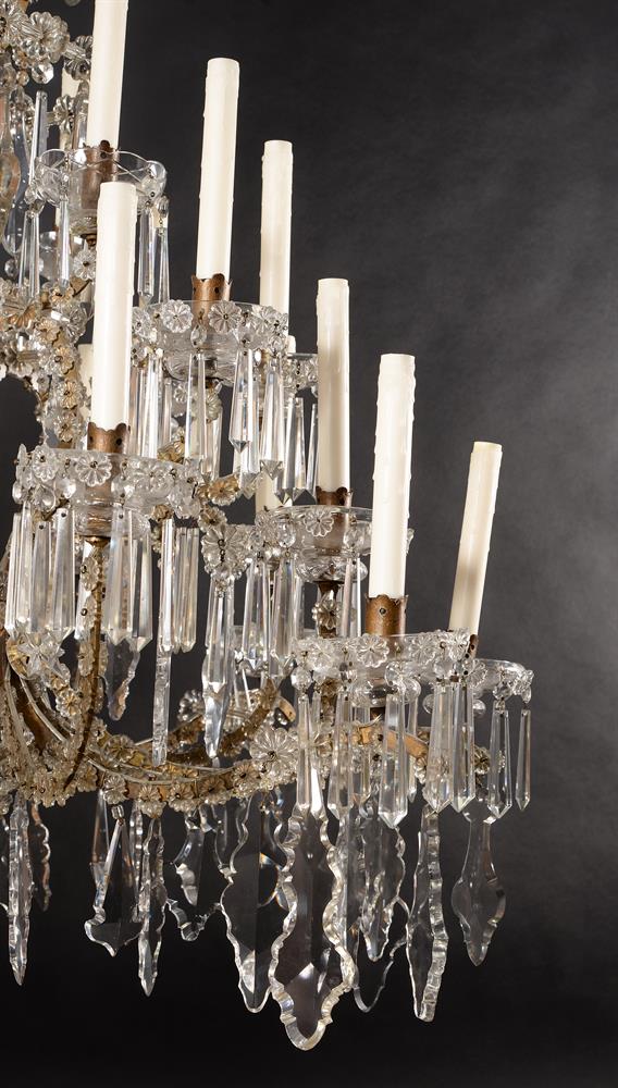 A LARGE ITALIAN CUT-GLASS AND GILT IRON TWENTY EIGHT-LIGHT CHANDELIER, PIEDMONTESE - Image 12 of 12