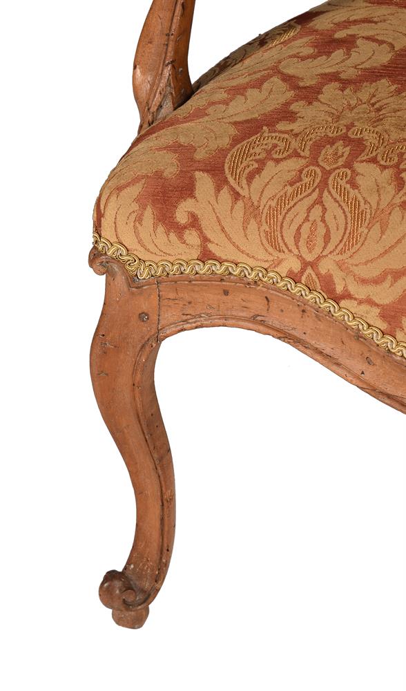 A LOUIS XV WALNUT AND UPHOLSTERED FAUTEUIL, MID 18TH CENTURY - Image 4 of 6