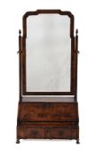 A QUEEN ANNE WALNUT AND FEATHER BANDED DRESSING MIRROR, EARLY 18TH CENTURY