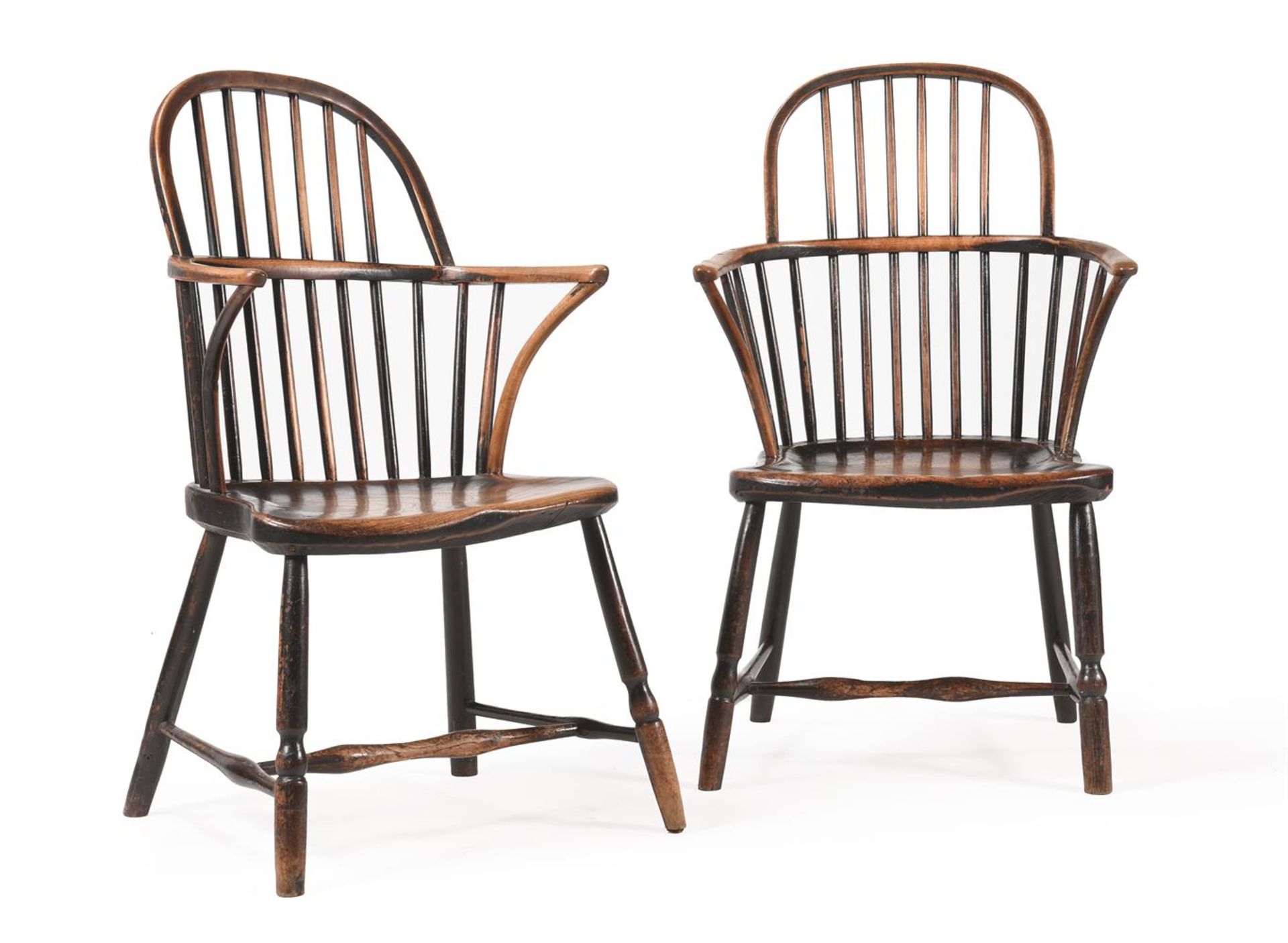 A PAIR OF FRUITWOOD, ASH AND ELM WINDSOR ARMCHAIRS, LATE 18TH/EARLY 19TH CENTURY - Bild 2 aus 6