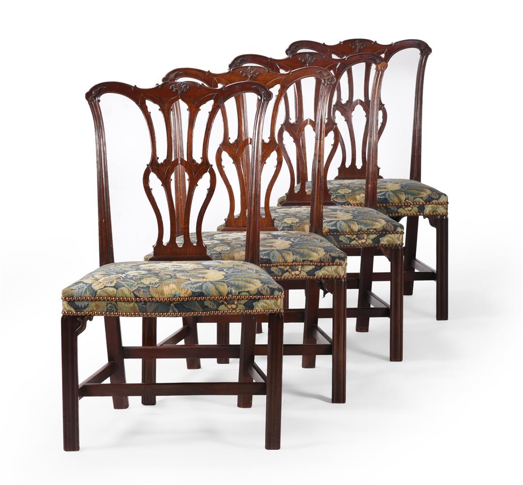 A SET OF NINE GEORGE III MAHOGANY DINING CHAIRS, IN THE MANNER OF THOMAS CHIPPENDALE, CIRCA 1770 - Image 3 of 3