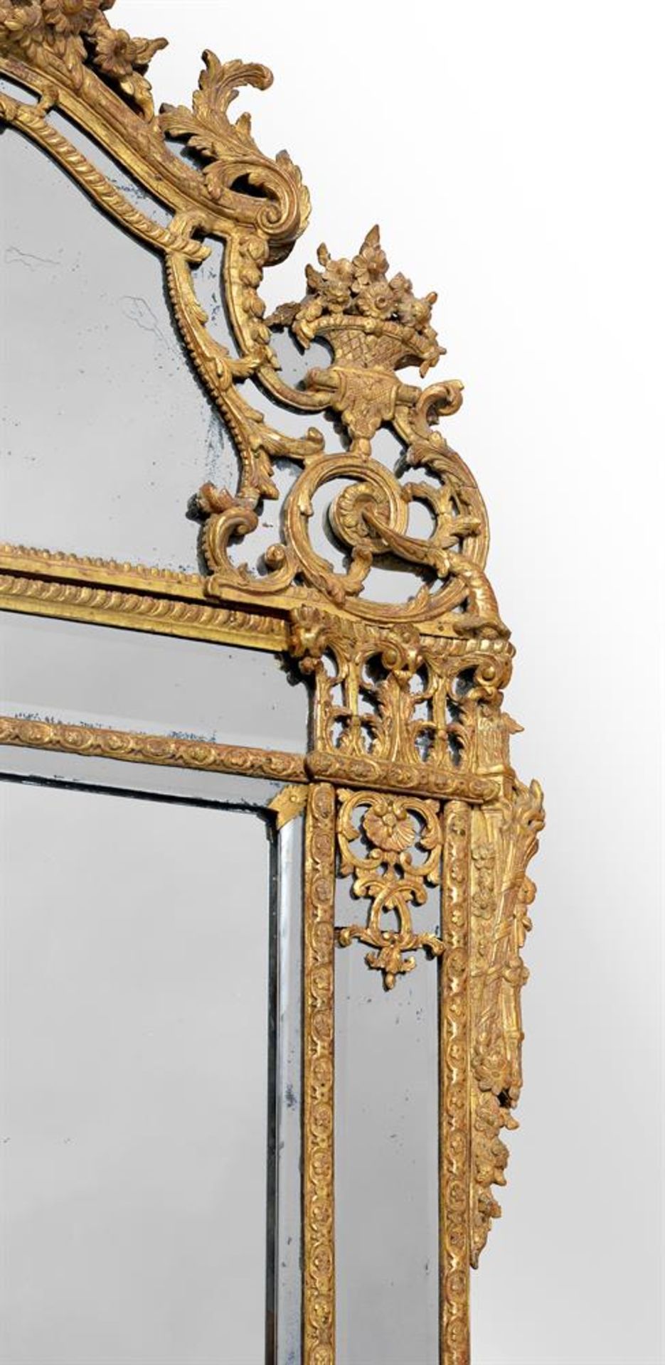 A REGENCÉ CARVED GILTWOOD MIRROR, INSCRIBED 'E. Caris, Faugeais, Chab', DATED 1719 TO REVERSE - Image 2 of 4