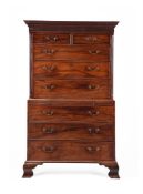 A GEORGE III MAHOGANY CHEST ON CHEST, LATE 18TH CENTURY