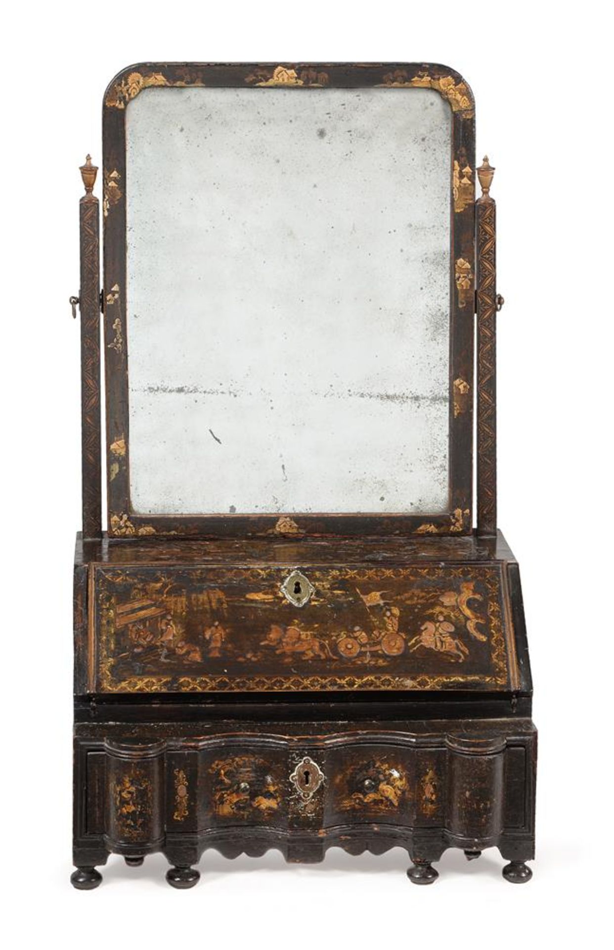 A QUEEN ANNE BLACK AND GILT JAPANNED DRESSING MIRROR, CIRCA 1710 - Image 2 of 9
