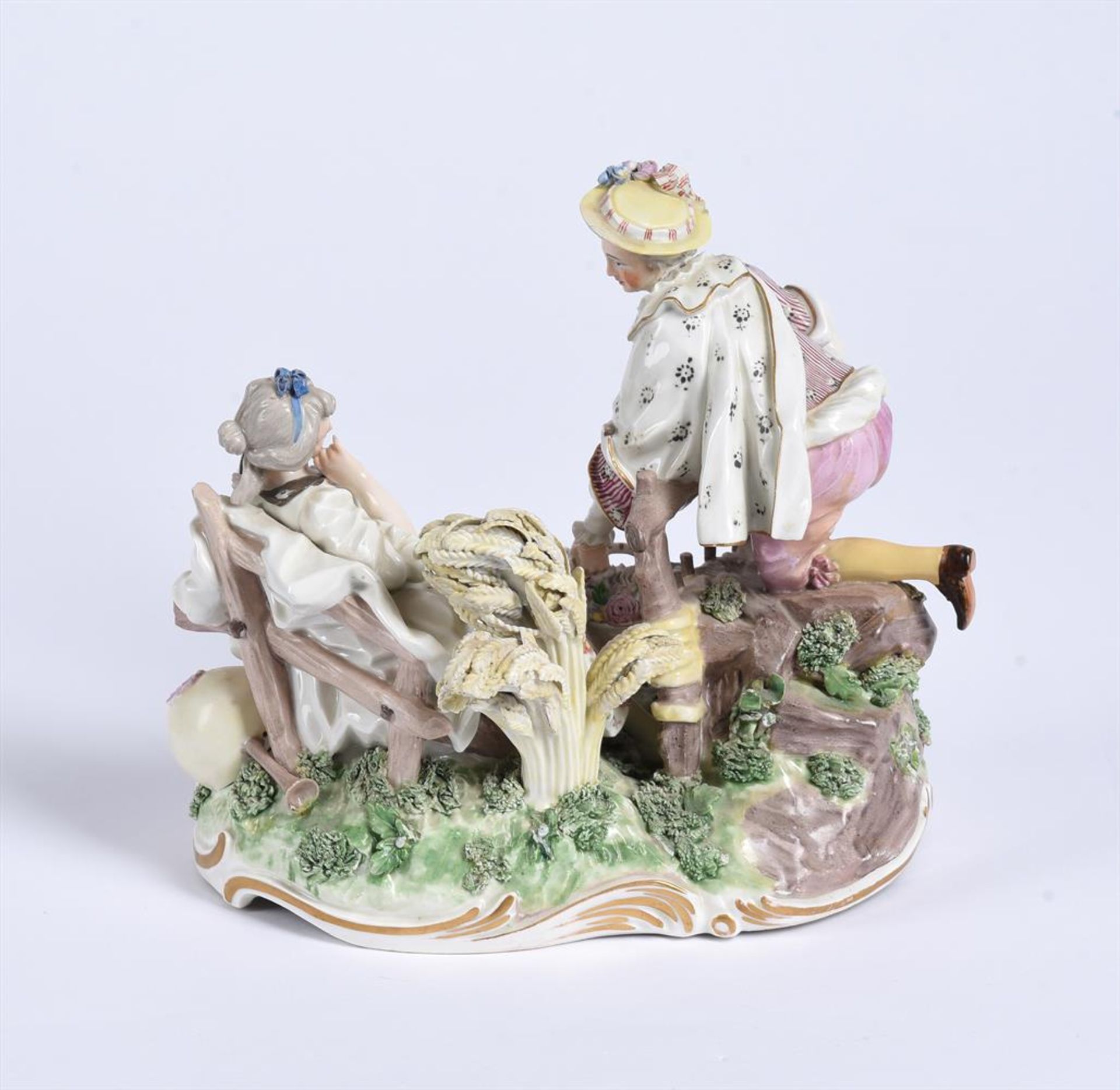 A FRANKENTHAL RUSTIC GROUP WITH SHEPHERDESS AND RECUMBENT HOUND, CIRCA 1770 - Bild 3 aus 4