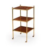 Y A REGENCY ROSEWOOD AND GILT BRASS THREE TIER ETAGERE, CIRCA 1815